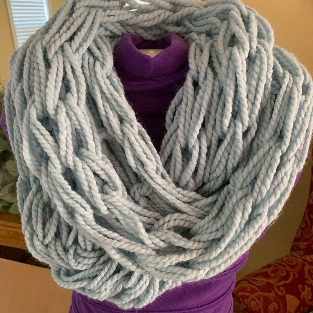 Hand knit chunky cowl - light blue